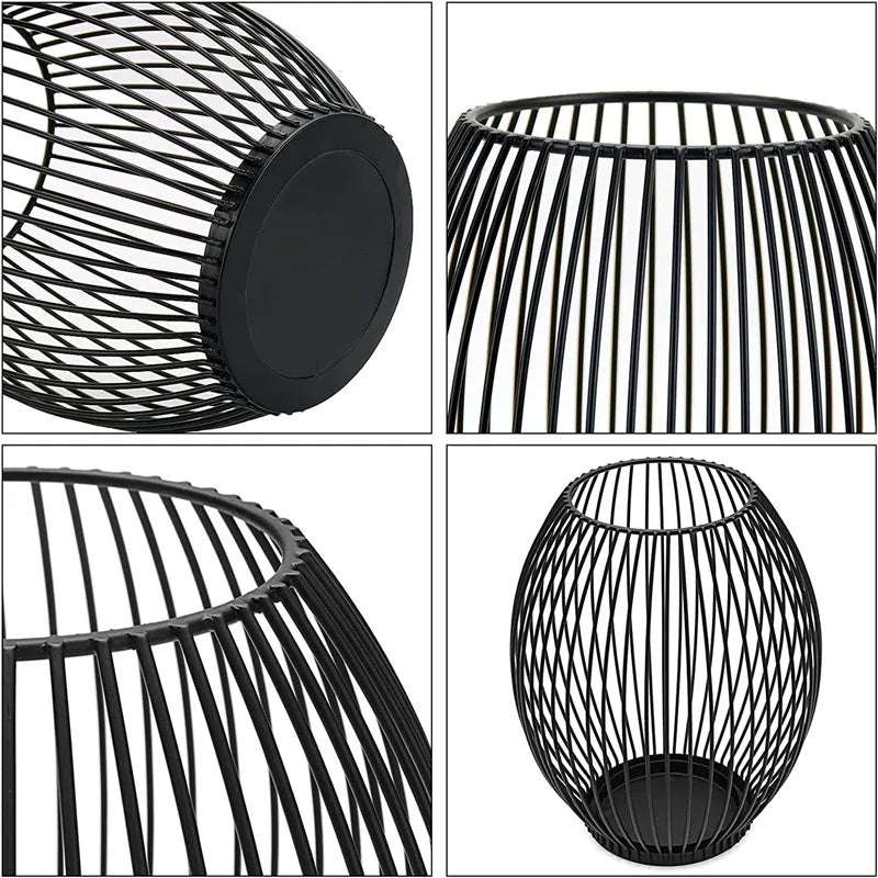 Wire Lantern Candle Holder – Black Iron