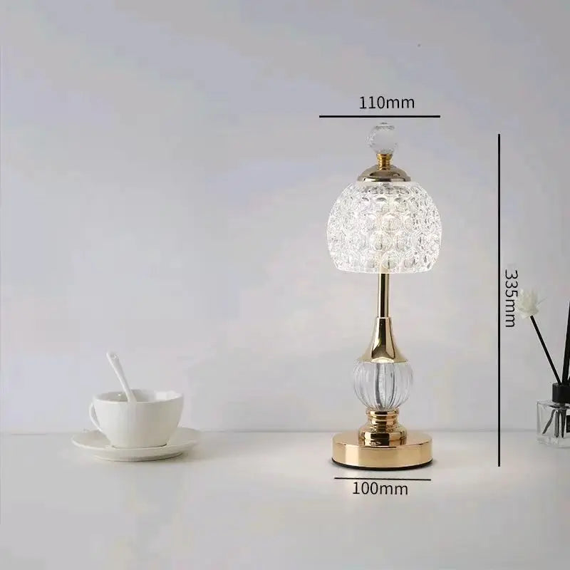 Crystal-Look Dome Cordless Table Lamp – Rechargeable, 33.5 cm
