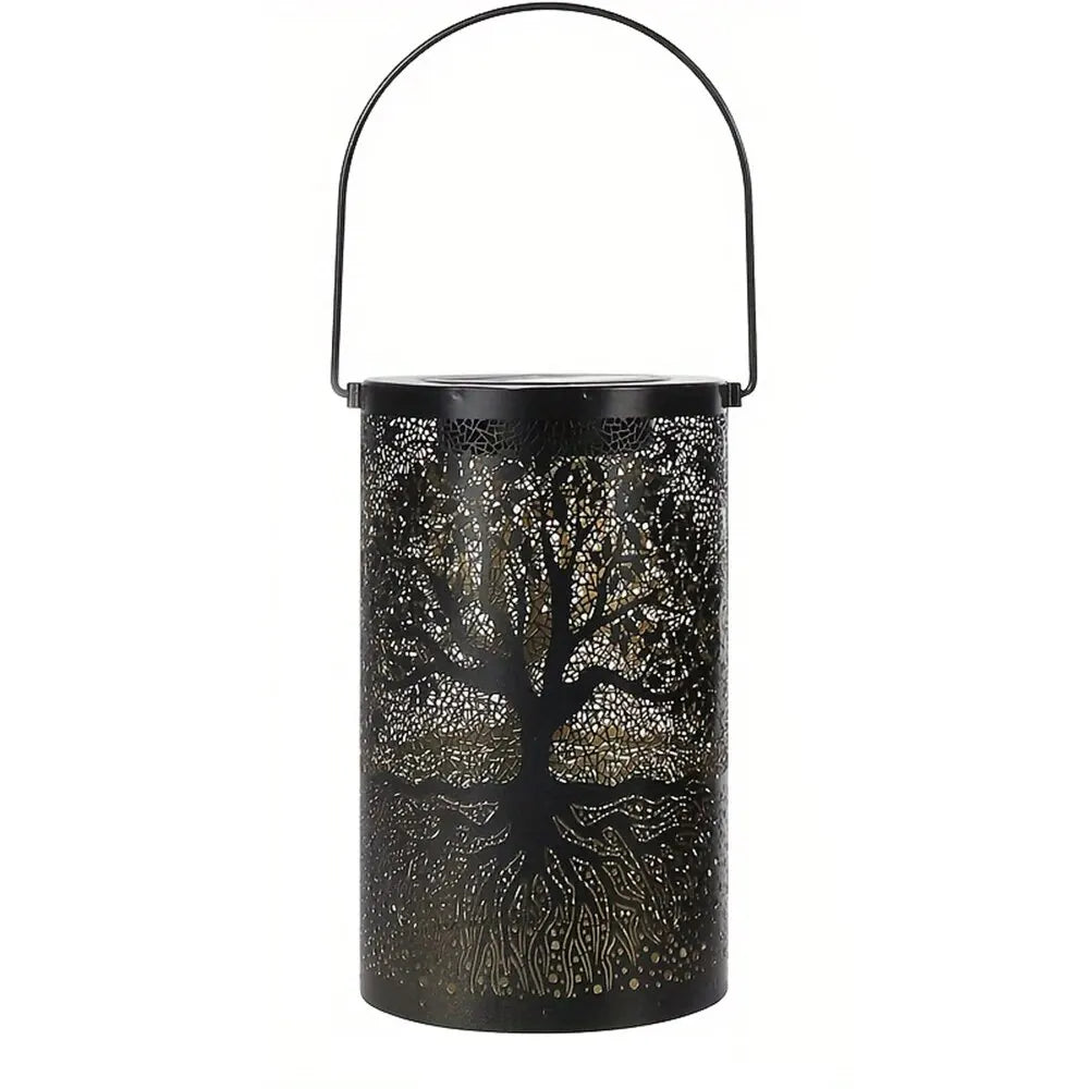 Tree of Life Solar Lantern – Cut-Out Metal, Hanging or Tabletop