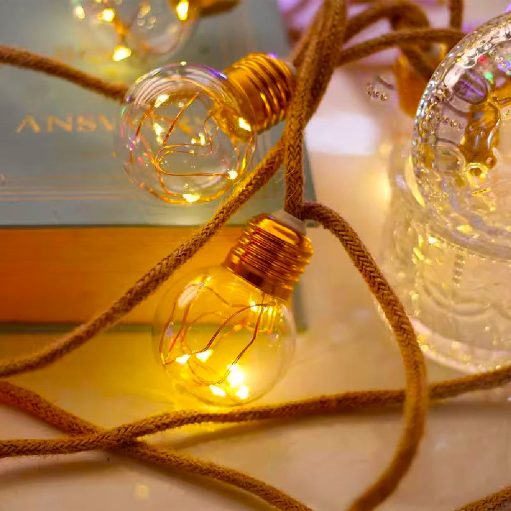 Solar Rope Festoon String Lights – Crackle Bulbs