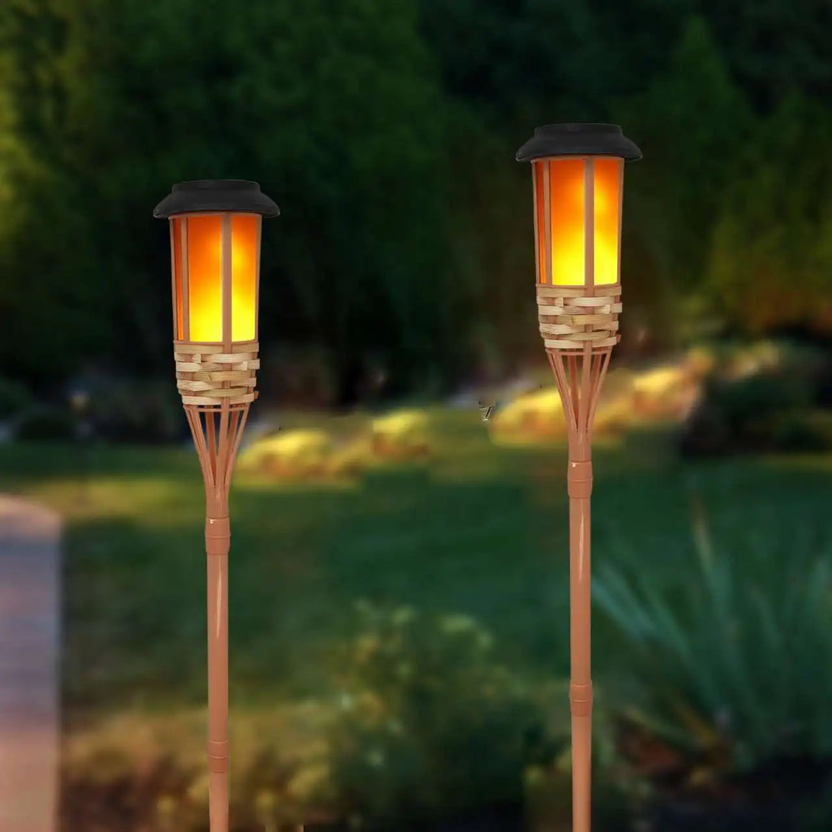 Solar Bamboo Flame Torch Lights – Flickering Flame Effect, 60 cm, 1 or 2 Pack