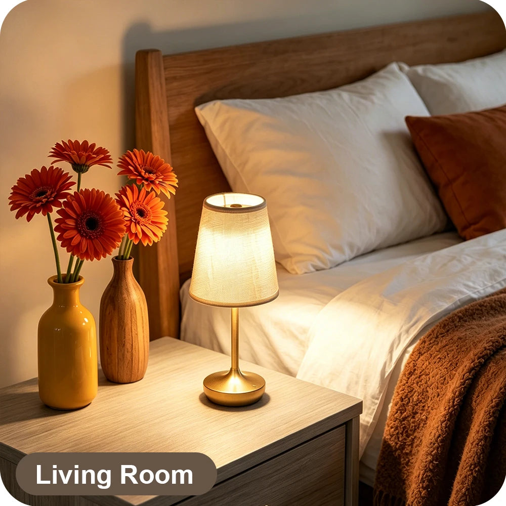Linen Shade Cordless Table Lamp – 2500 mAh, Dimmable, 29 cm