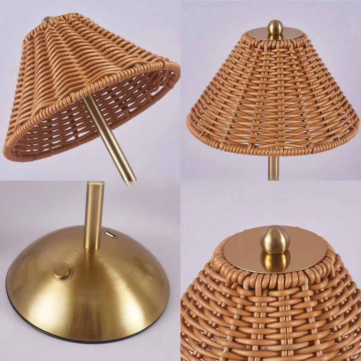 Rattan-Look Shade Cordless Table Lamp – Rechargeable