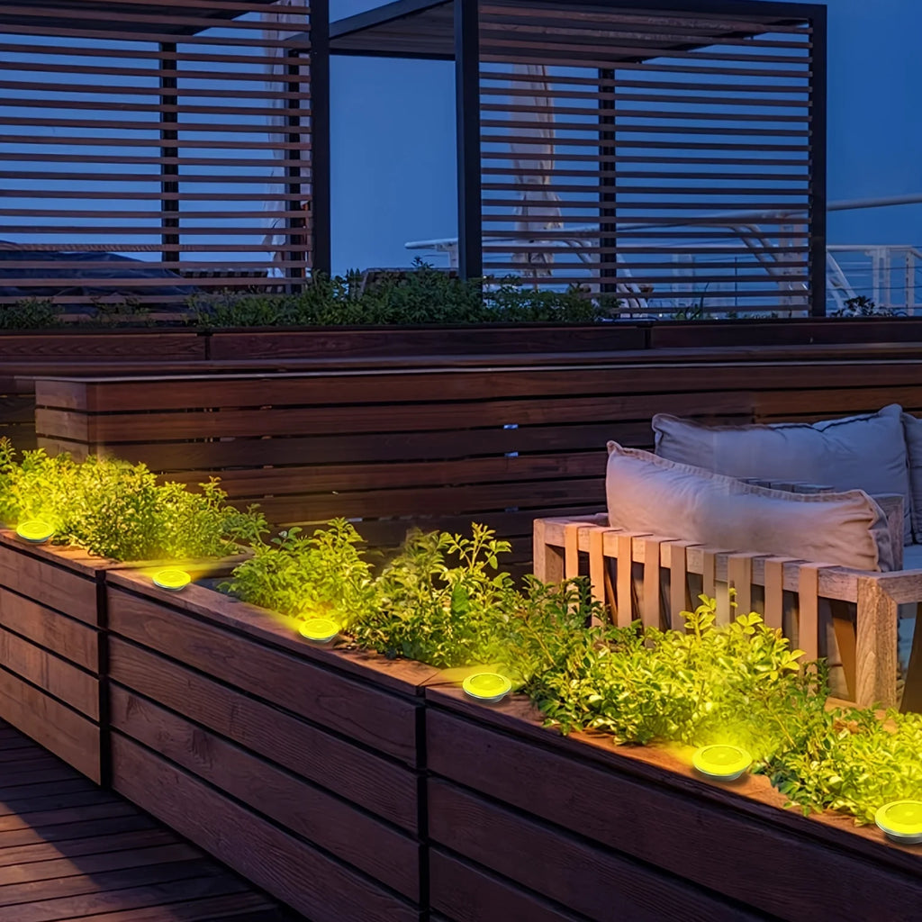 Solar In-Ground Disc Lights – Set of 10, 8 LEDs Each