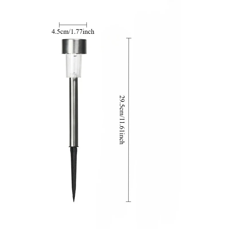 Solar Stainless-Look Stick Path Lights – Set of 10
