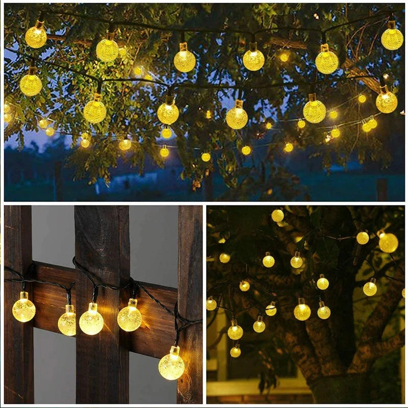 Solar Crystal Globe String Lights – 8 Modes, Set of 2