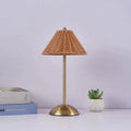 Rattan-Look Shade Cordless Table Lamp – Rechargeable