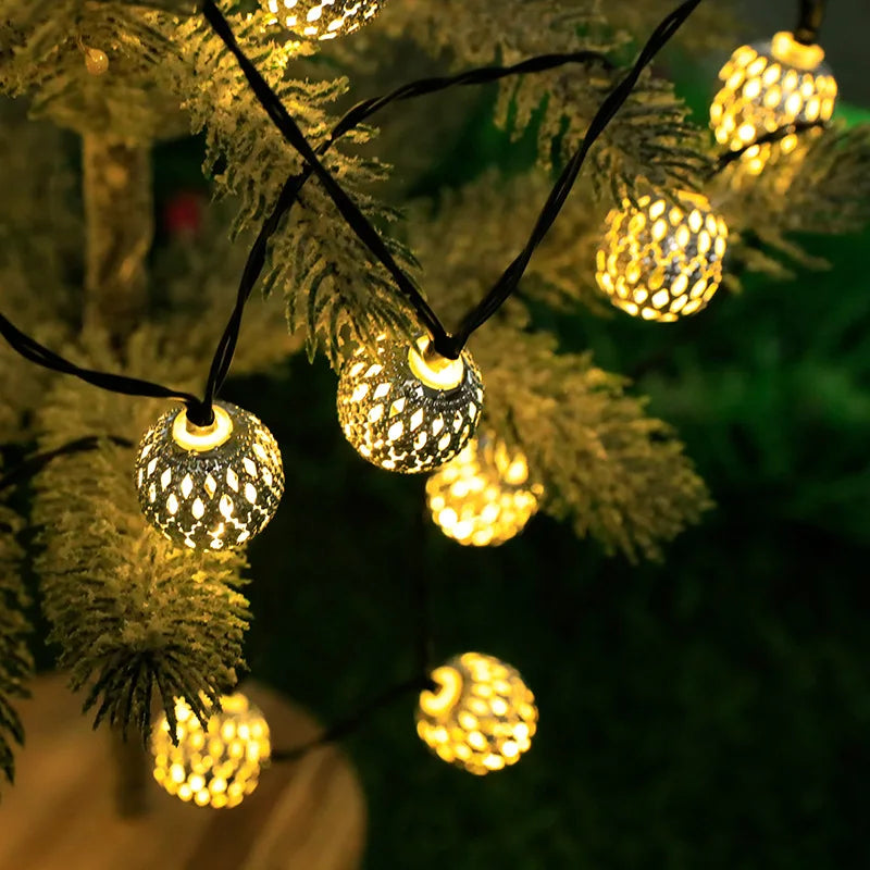 Moroccan Ball Solar String Lights – Warm White