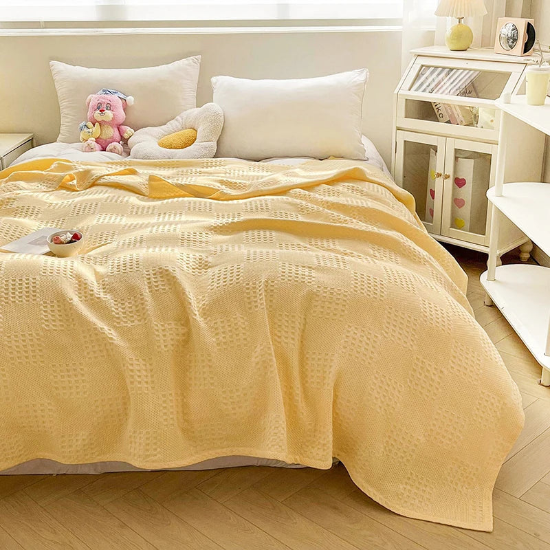 Cotton Waffle Throw Blanket – 100 × 150 cm