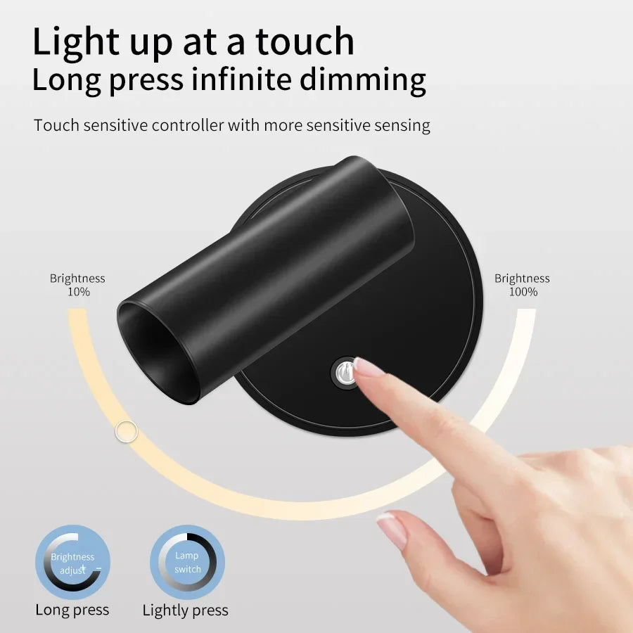 Rotating Rechargeable Wall Light – Magnetic, Touch Dimmable, No Wiring