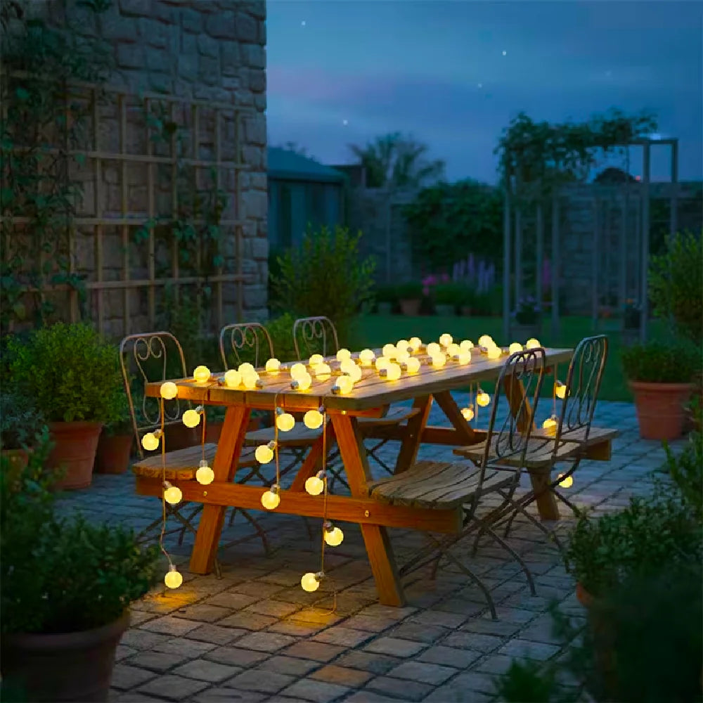 Solar Rope Festoon String Lights – Crackle Bulbs