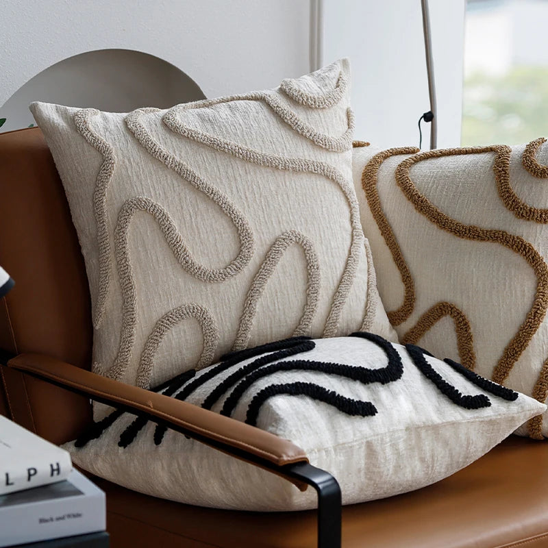 Tufted Swirl Chenille Cushion Cover – 45 × 45 cm