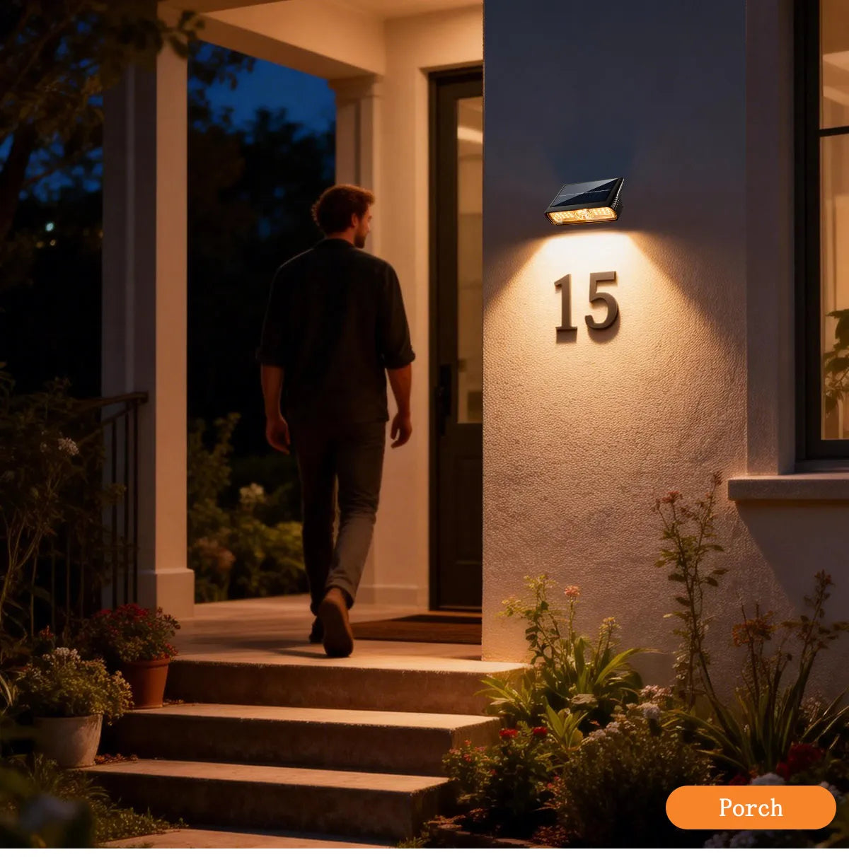 Solar House Number Wall Light – Adjustable, Warm White, IP65