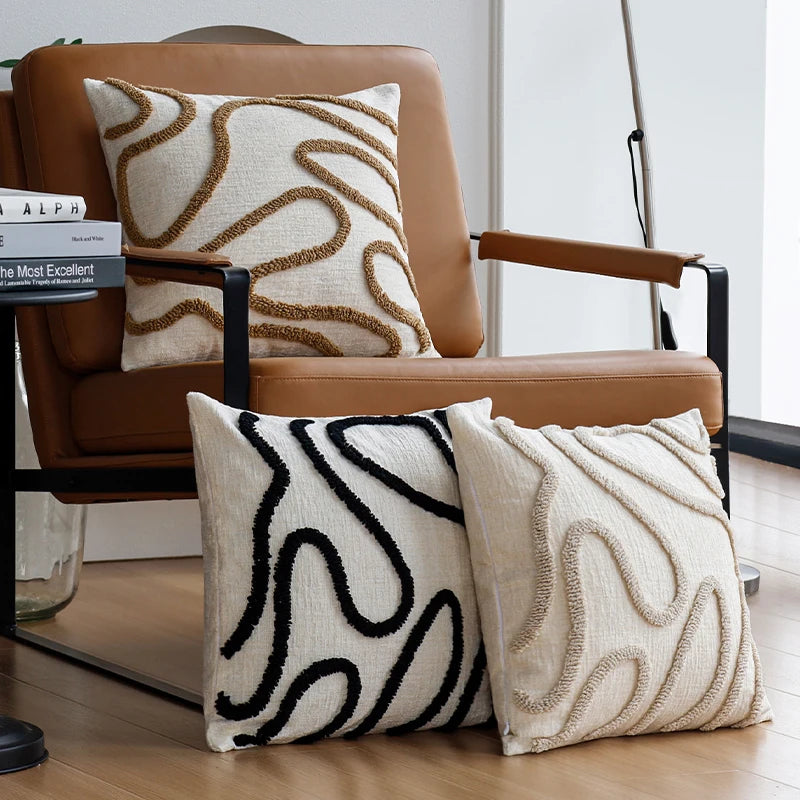 Tufted Swirl Chenille Cushion Cover – 45 × 45 cm