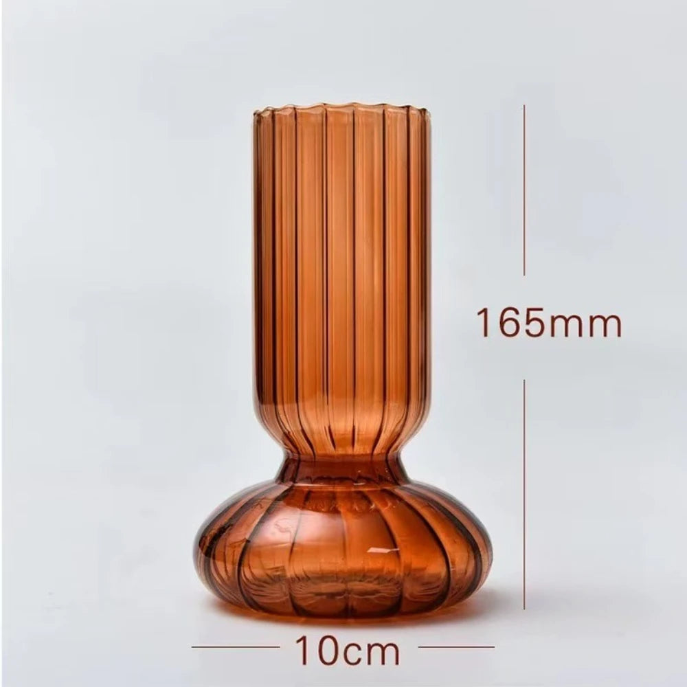 Ribbed Coloured Glass Bud Vase