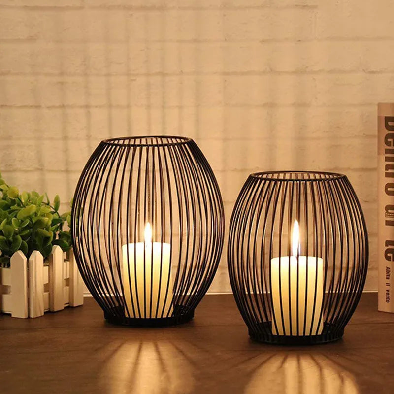 Wire Lantern Candle Holder – Black Iron