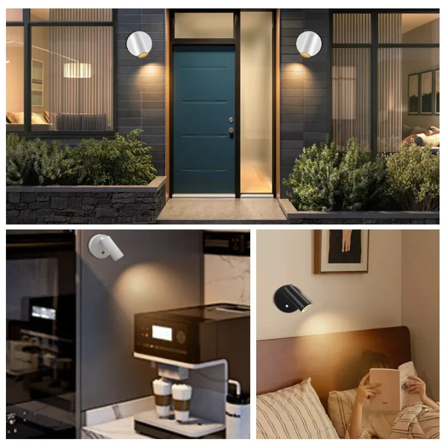 Rotating Rechargeable Wall Light – Magnetic, Touch Dimmable, No Wiring
