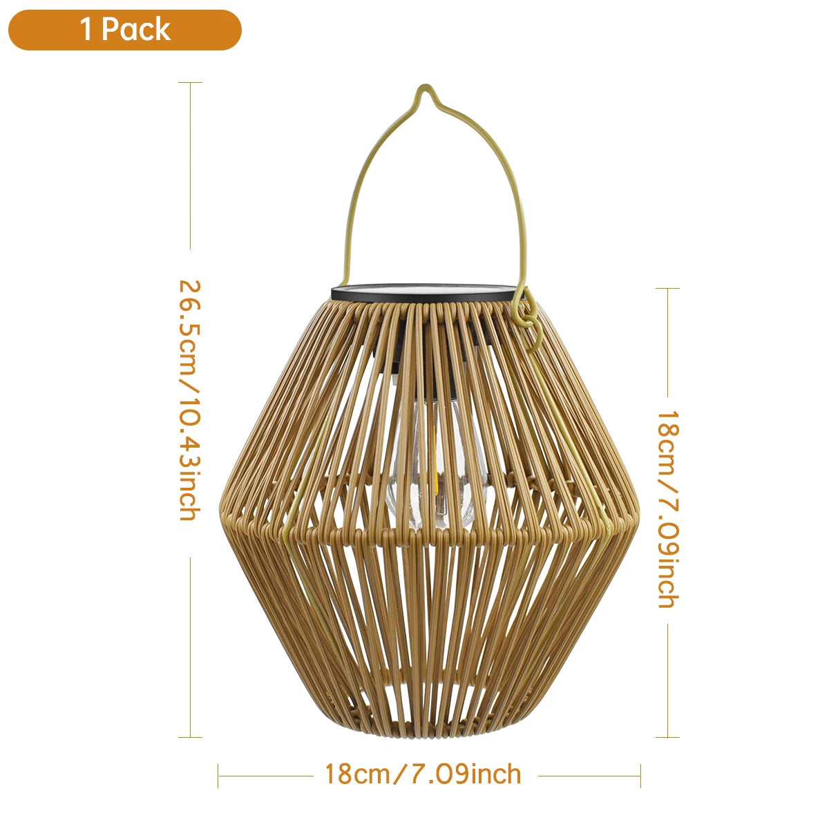 Woven Solar Lantern – Hanging or Tabletop, Warm LED