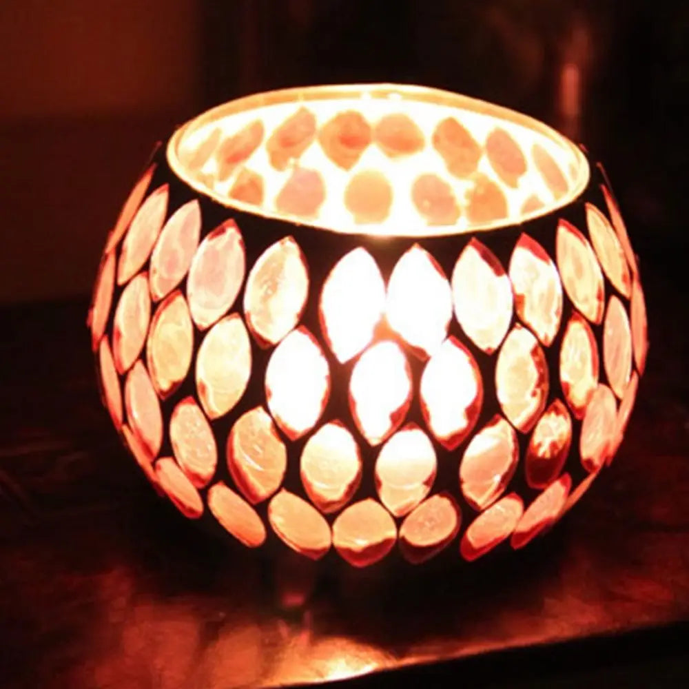 Moroccan Mosaic Glass Tea Light Holder – 9 cm