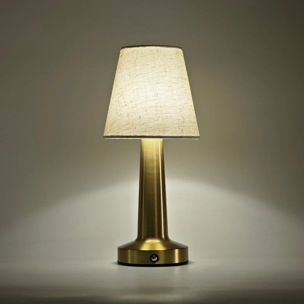Fabric Shade Column Cordless Lamp – Rechargeable, 27 cm