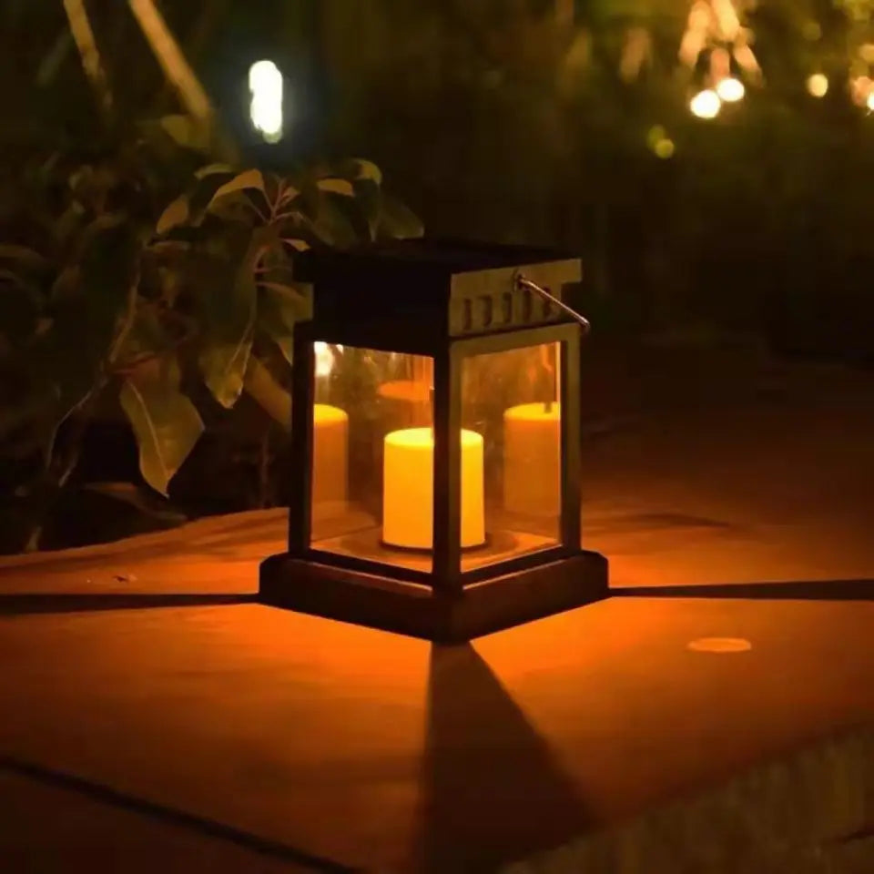 Solar Candle Lantern – Flickering LED, Hanging or Tabletop
