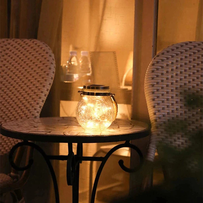 Crackle Glass Solar Jar Lantern – 30 Fairy Lights, IP65