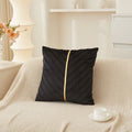 Pleated Velvet Cushion Cover with Gold-Tone Trim – 45 × 45 cm