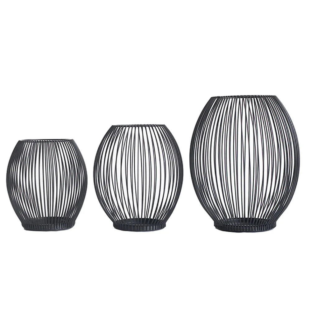 Wire Lantern Candle Holder – Black Iron