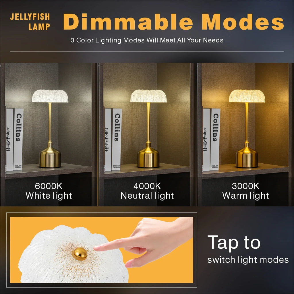 Jellyfish Crystal-Look Cordless Lamp – 3000 mAh, 31.5 cm