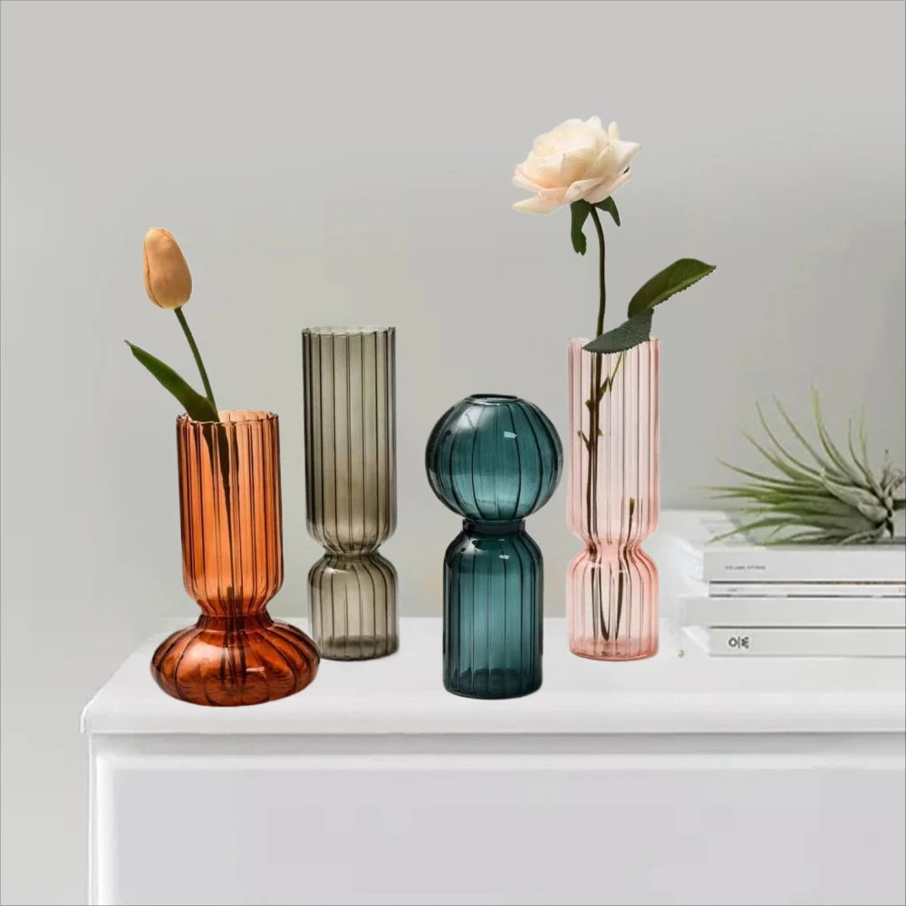 Ribbed Coloured Glass Bud Vase