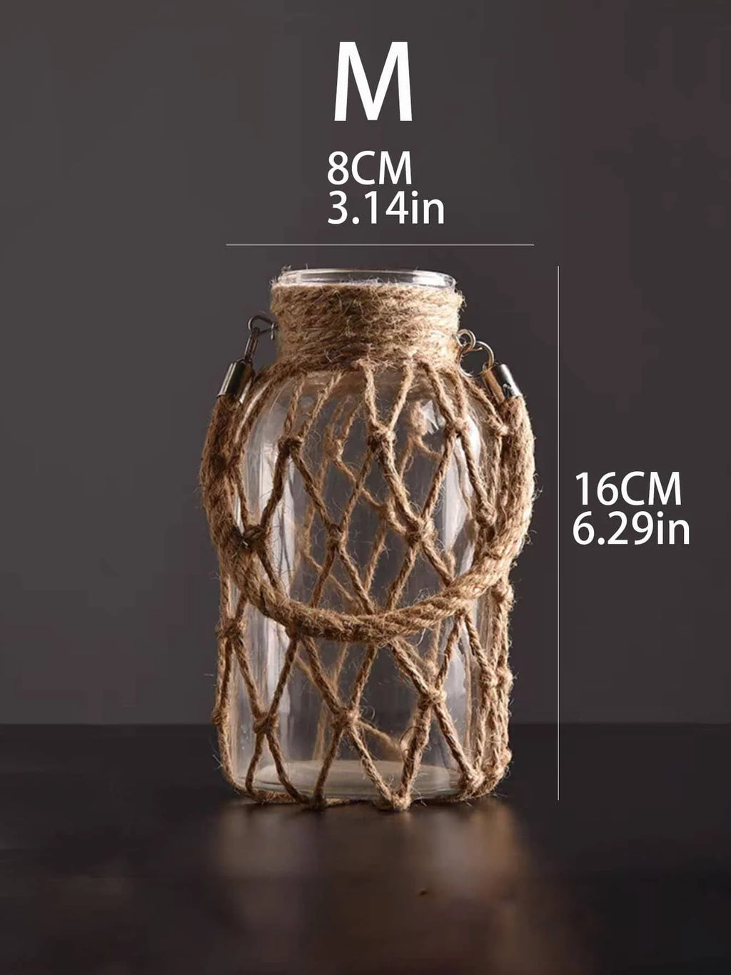Rope Net Glass Vase – Rustic Jute Wrapped