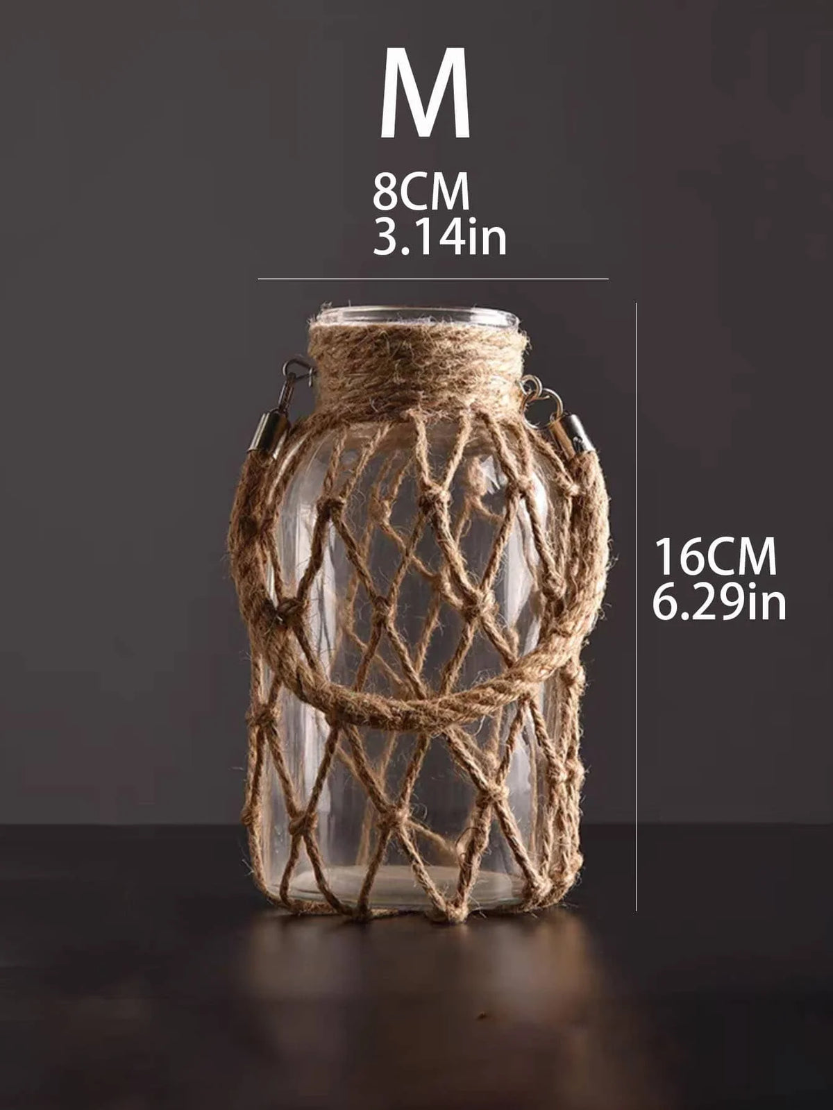 Rope Net Glass Vase – Rustic Jute Wrapped