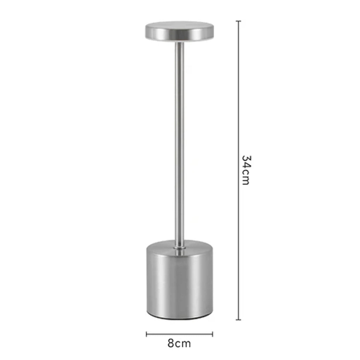 Slim Column Cordless Table Lamp – Rechargeable Metal LED, 34 cm