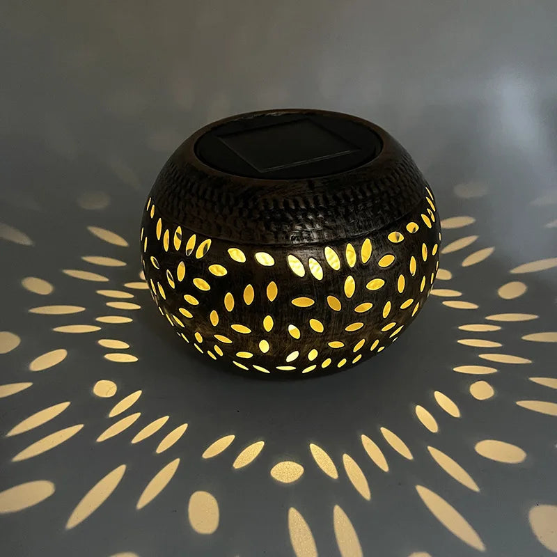 Solar Metal Lantern with Cut-Out Pattern – 5 Styles