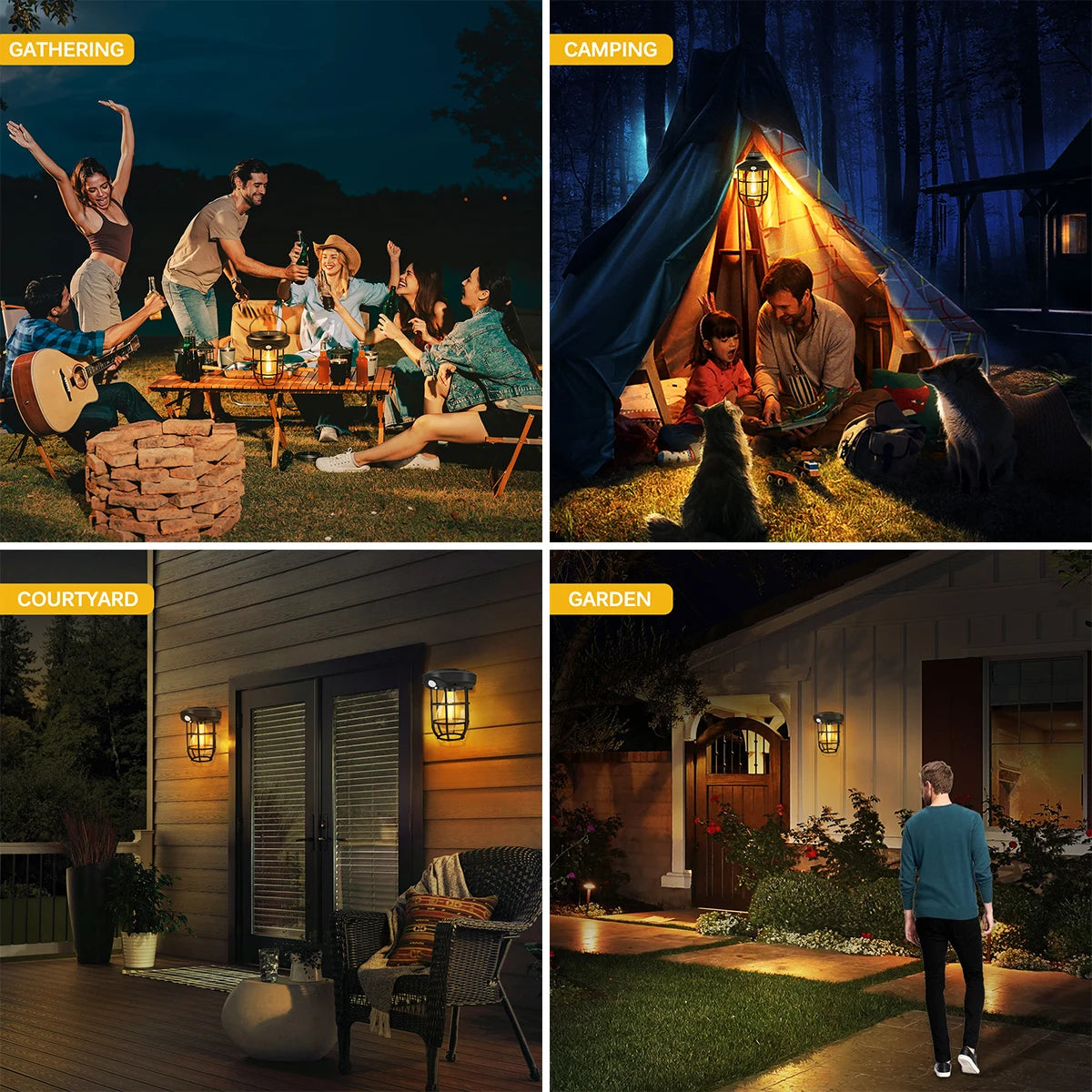 Solar Cage Bulb Lantern with Motion Sensor – Hanging or Wall Mounted