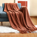 Textured Knit Throw with Fringe – 127 × 172 cm