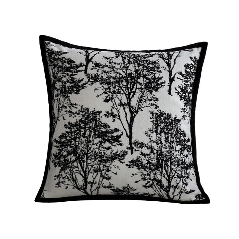 Black and White Jacquard Cushion Cover – 45 × 45 cm