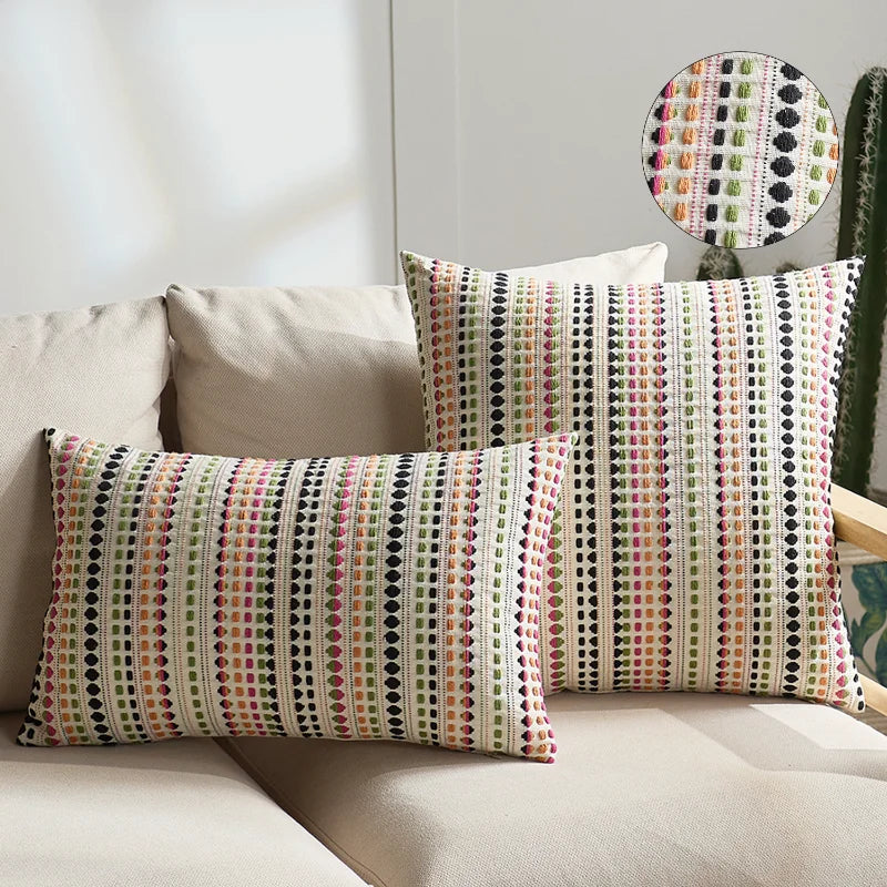 Dotted Stripe Woven Cushion Cover – 45 × 45 cm