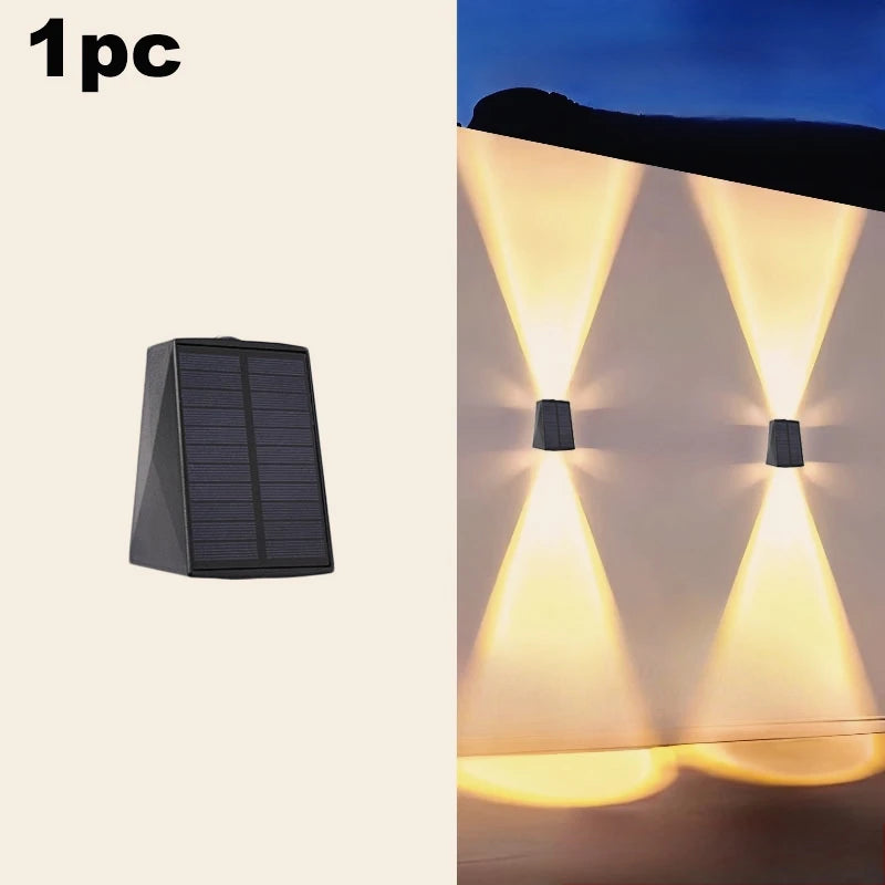 Solar Up & Down Wall Light – Warm White, IP65, Wire-Free