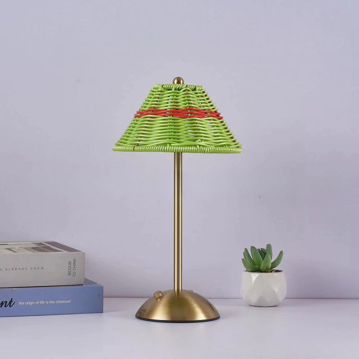 Rattan-Look Shade Cordless Table Lamp – Rechargeable
