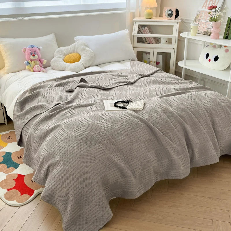 Cotton Waffle Throw Blanket – 100 × 150 cm