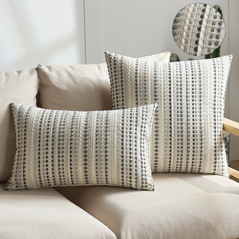 Dotted Stripe Woven Cushion Cover – 45 × 45 cm