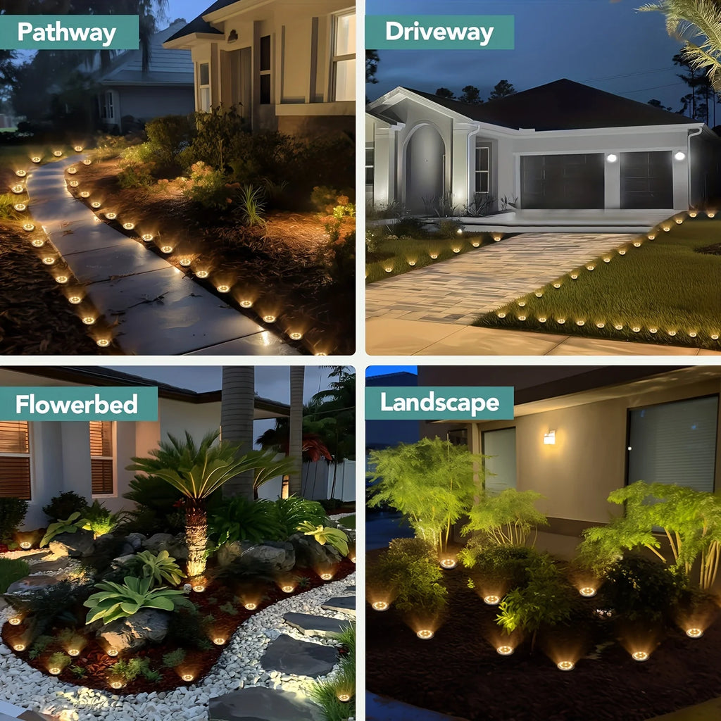 Solar In-Ground Disc Lights – Set of 10, 8 LEDs Each