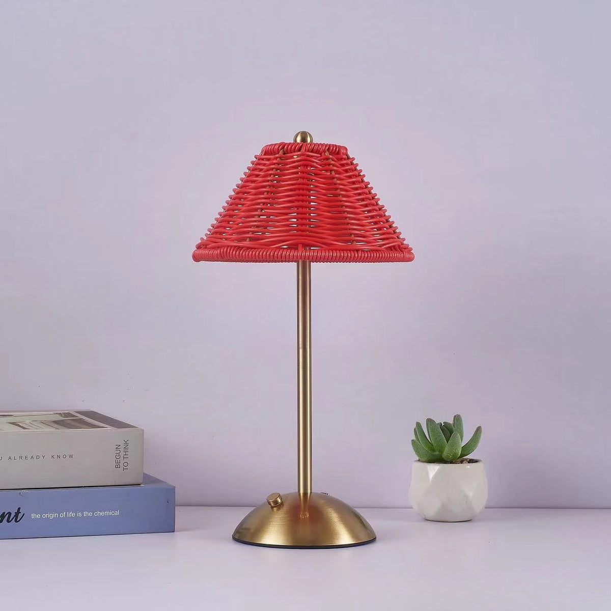 Rattan-Look Shade Cordless Table Lamp – Rechargeable