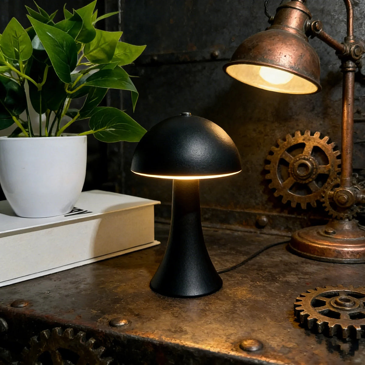 Minimal Mushroom Cordless Lamp – Rechargeable, Dimmable