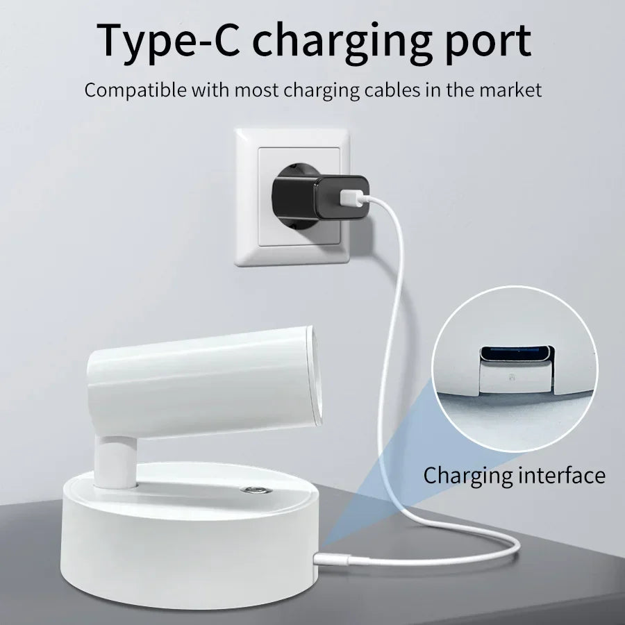 Rotating Rechargeable Wall Light – Magnetic, Touch Dimmable, No Wiring