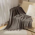 Diamond Knit Throw with Tassels – 127 × 172 cm