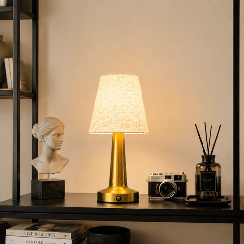 Fabric Shade Column Cordless Lamp – Rechargeable, 27 cm