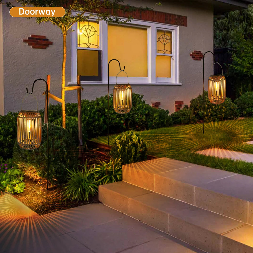 Woven Solar Lantern – Hanging or Tabletop, Warm LED