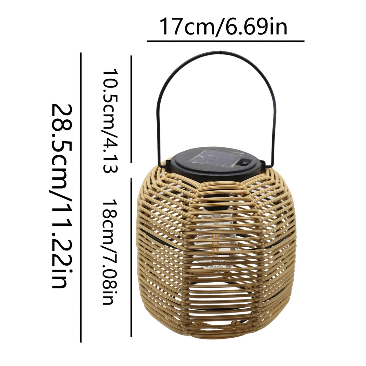 Boho Woven Solar Lantern – Warm LED with Handle